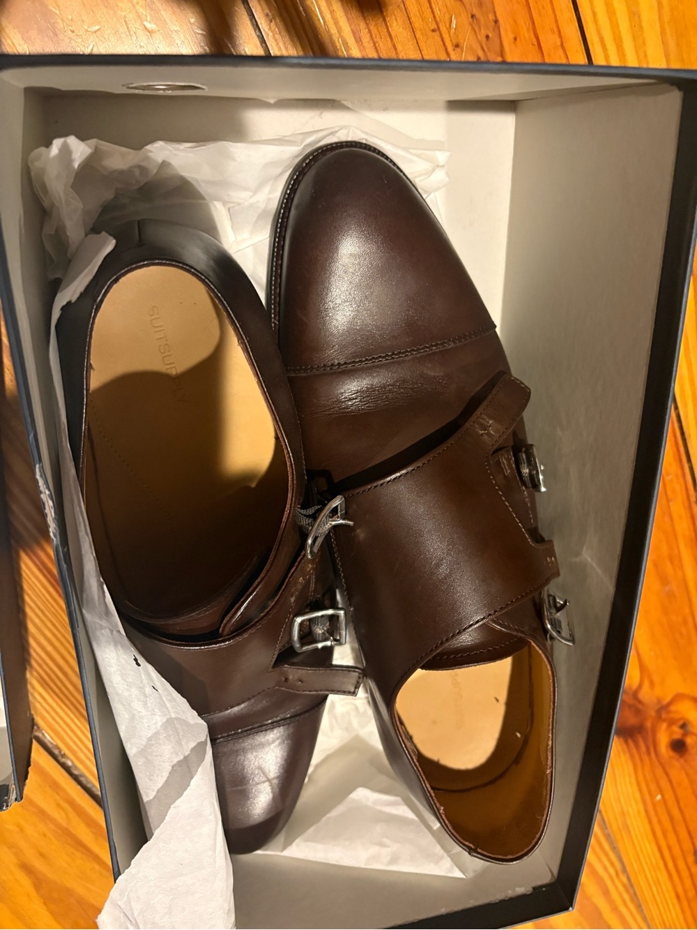 Suitsupply Men's Double Monk Strap Dress Shoes - Dark Brown